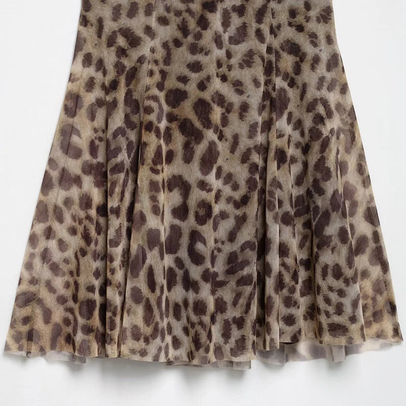 Women Leopard Print Backless Mini Dress